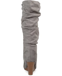 Journee Collection Women's Haze Wide Calf Rouched Knee High Wedge Boots