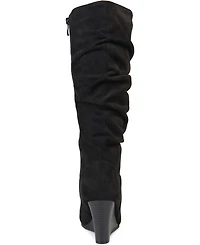 Journee Collection Women's Haze Wide Calf Rouched Knee High Wedge Boots