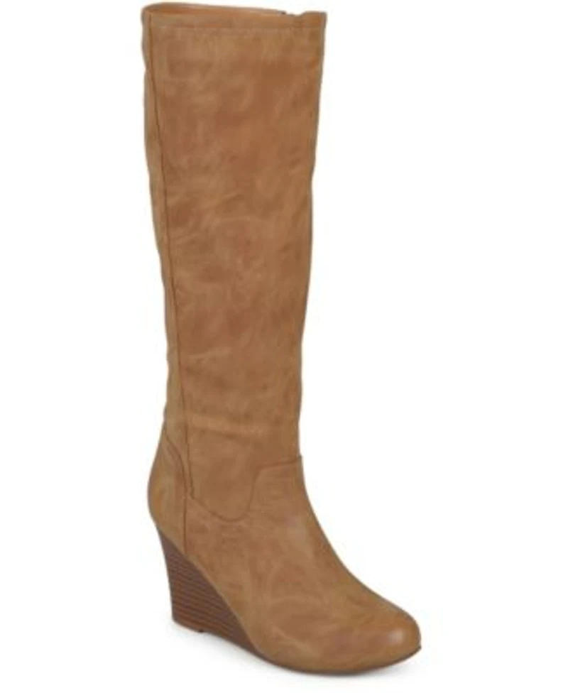 Journee Collection Womens Langly Regular Wide Calf Knee High Wedge Boots