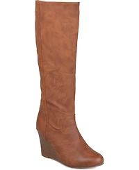 Journee Collection Women's Langly Knee High Wedge Boots