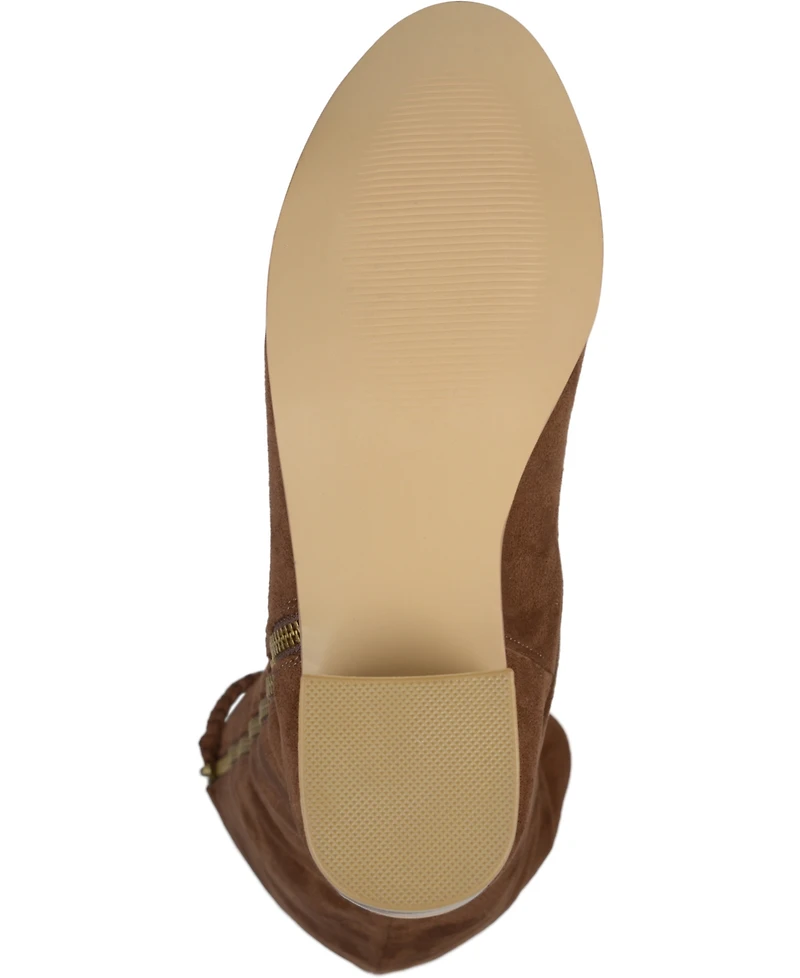 Journee Collection Women's Sanora Wide Calf Stacked Heel Mid Shaft Boots