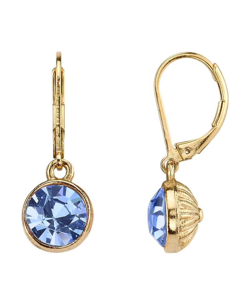 2028 14K Gold-Dipped Lt. Sapphire Blue Faceted Drop Earrings