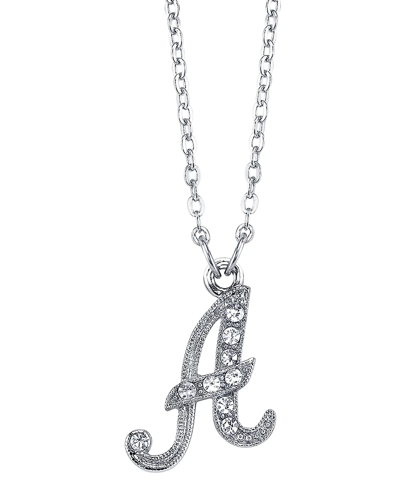 2028 Silver-Tone Crystal Initial Necklace 16" Adjustable