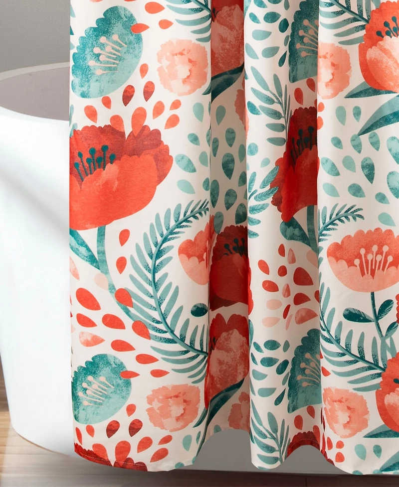 Lush Decor Poppy Garden Shower Curtain, 72" x