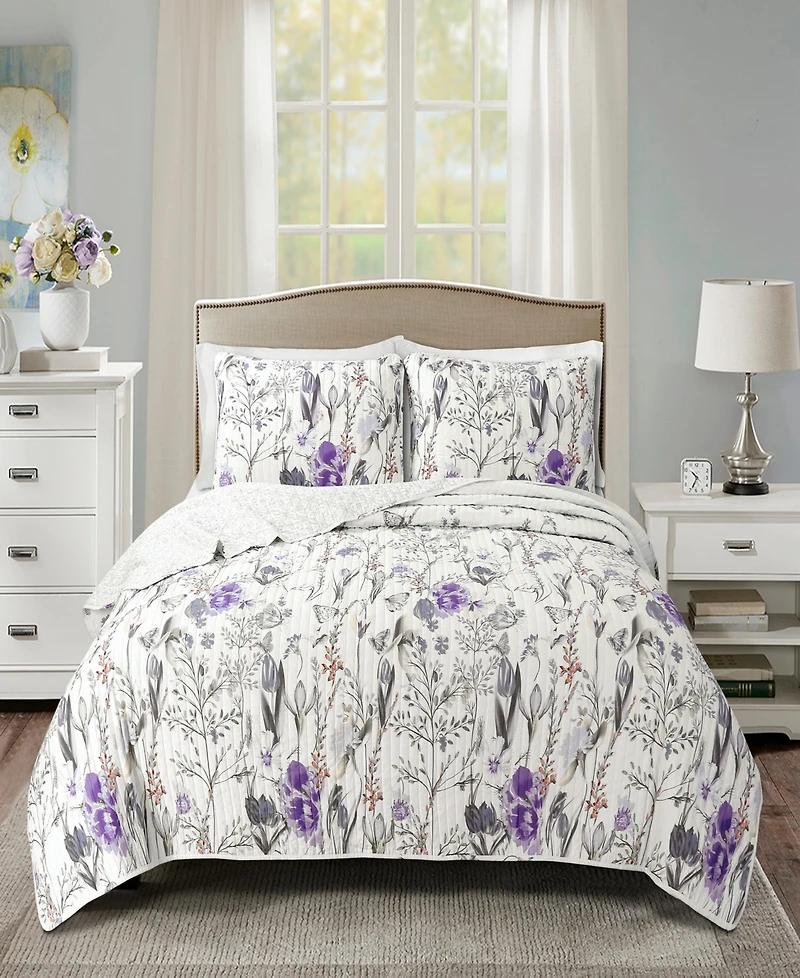 Lush Decor Adalia Reversible 3-Piece Quilt Set, Full/Queen