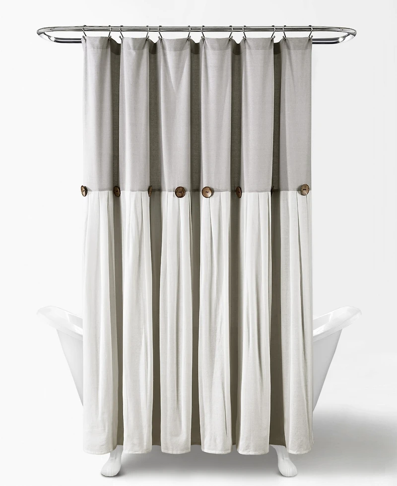 Lush Decor Linen Button Shower Curtain, 72" x