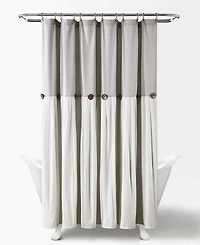 Lush Decor Linen Button Shower Curtain, 72" x