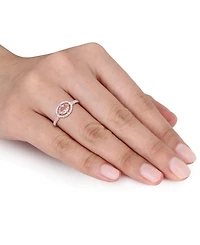 Morganite (3/4 ct.t.w.) and Diamond (1/4 Halo Ring 14k Rose Gold