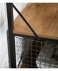 72" Industrial Metal and Wood Hall Tree - Rustic Oak
