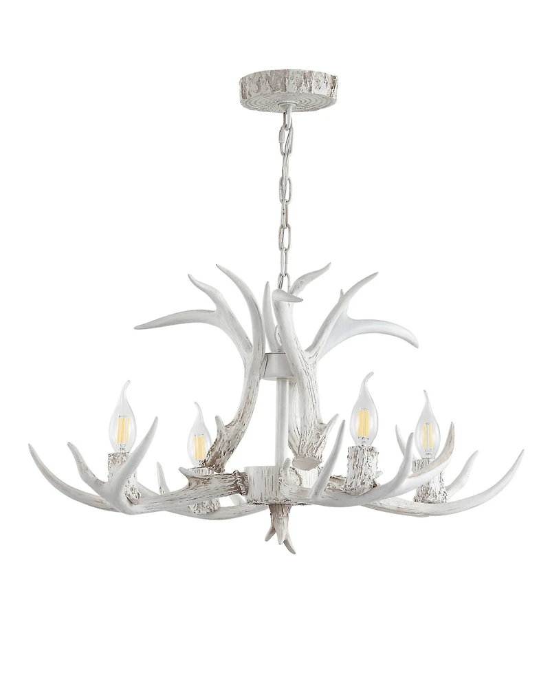 Jonathan Y Eldora 26" Adjustable Resin Antler 4-Light Led Chandelier