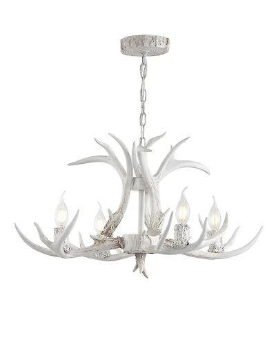 Jonathan Y Eldora 26" Adjustable Resin Antler 4-Light Led Chandelier
