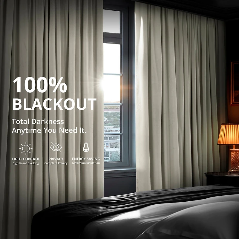 Half Price Drapes Porcelain White Grommet Signature Velvet Blackout Curtain