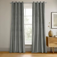 Half Price Drapes Silver Grey Grommet Signature Velvet Blackout Curtain