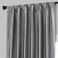 Half Price Drapes Platinum Solid Faux Silk Taffeta Room Darkening Curtain