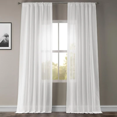 Half Price Drapes White Orchid Textured Faux Linen Sheer Curtain