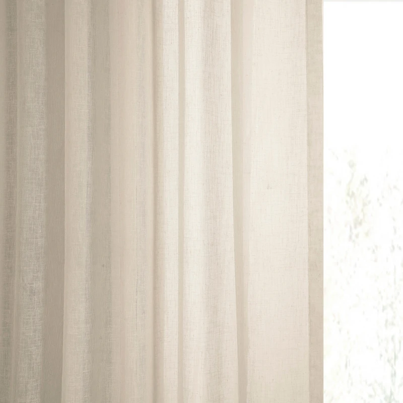 Half Price Drapes Cotton Seed Textured Faux Linen Sheer Curtain