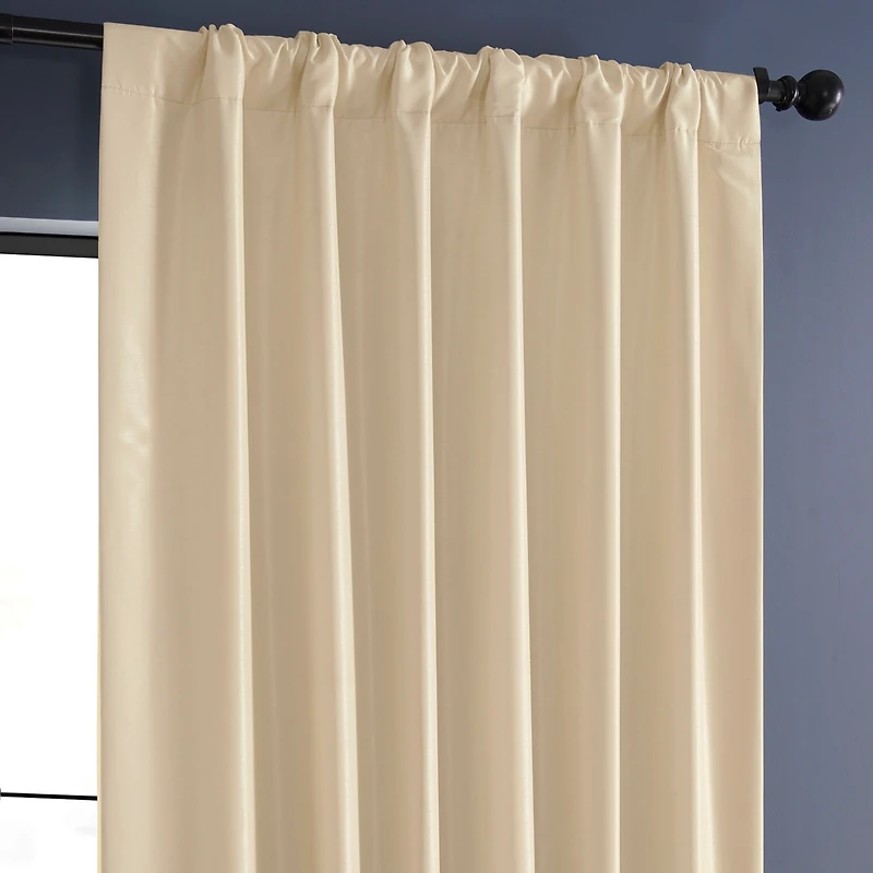 Half Price Drapes Off White Vintage Textured Faux Dupioni Silk Blackout Curtain