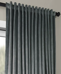 Half Price Drapes Gunmetal Grey Signature Extra Wide Velvet Blackout Curtain