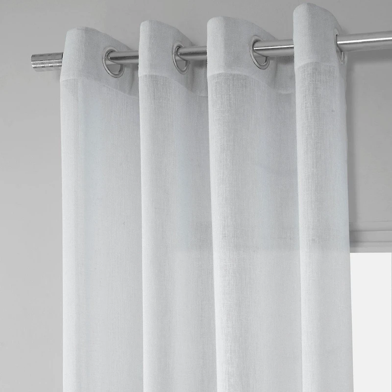Half Price Drapes Aspen White Grommet Textured Faux Linen Sheer Curtain