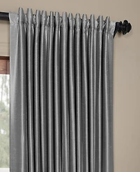 Half Price Drapes Silver Extra Wide Vintage Textured Faux Dupioni Silk Blackout Curtain