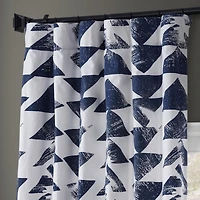 Half Price Drapes Triad Indigo Geometric Printed Cotton Room Darkening Curtain