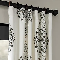 Half Price Drapes Kerala Cocoa Emblem Printed Cotton Room Darkening Curtain