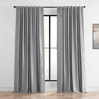 Half Price Drapes Storm Grey Vintage Textured Faux Dupioni Silk Curtain