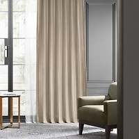 Half Price Drapes Antique Beige Faux Silk Taffeta Blackout Curtain