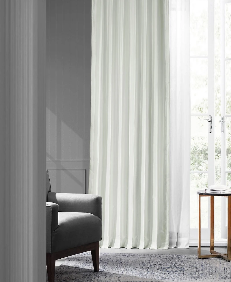 Half Price Drapes Eggshell Faux Silk Taffeta Blackout Curtain