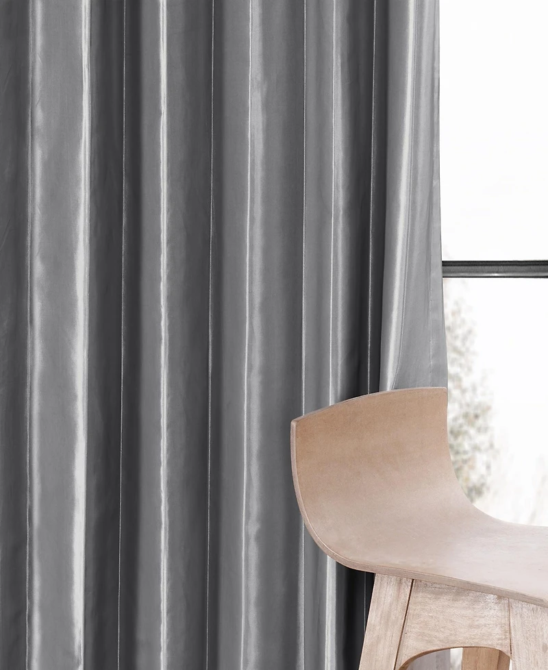 Half Price Drapes Platinum Faux Silk Taffeta Blackout Curtain
