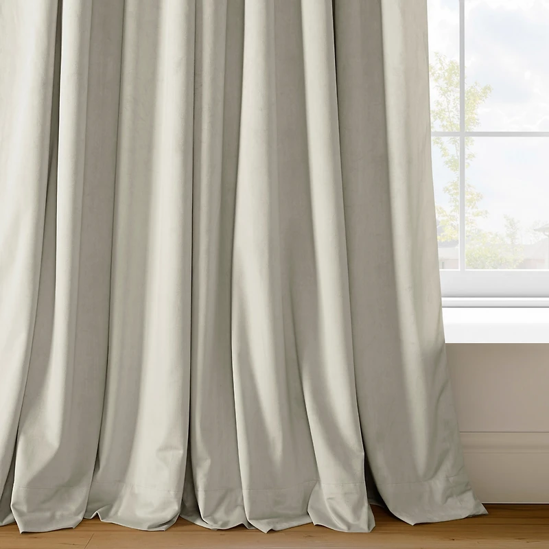 Half Price Drapes Warm Off White Signature Extra Wide Velvet Blackout Curtain