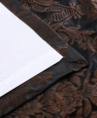 Half Price Drapes Magdelena Black & Copper Damask Faux Silk Jacquard Room Darkening Curtain