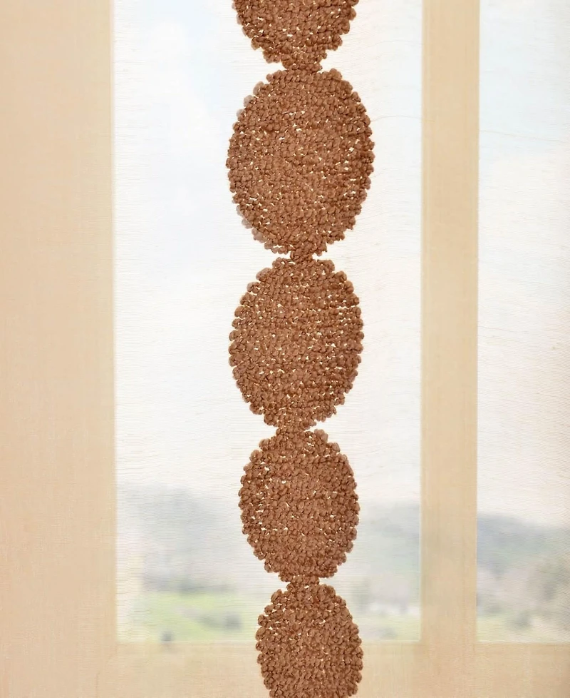 Half Price Drapes Cleopatra Gold Embroidered Striped Sheer Curtain