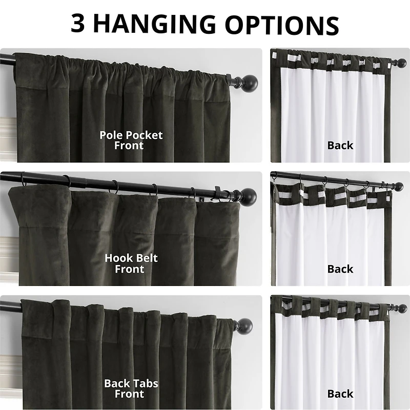 Half Price Drapes Gunmetal Grey Signature Velvet Blackout Curtain