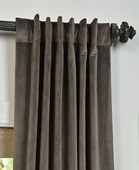 Half Price Drapes Gunmetal Grey Signature Velvet Blackout Curtain