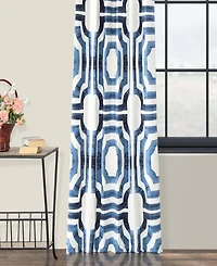 Half Price Drapes Mecca Blue Geometric Printed Cotton Room Darkening Curtain