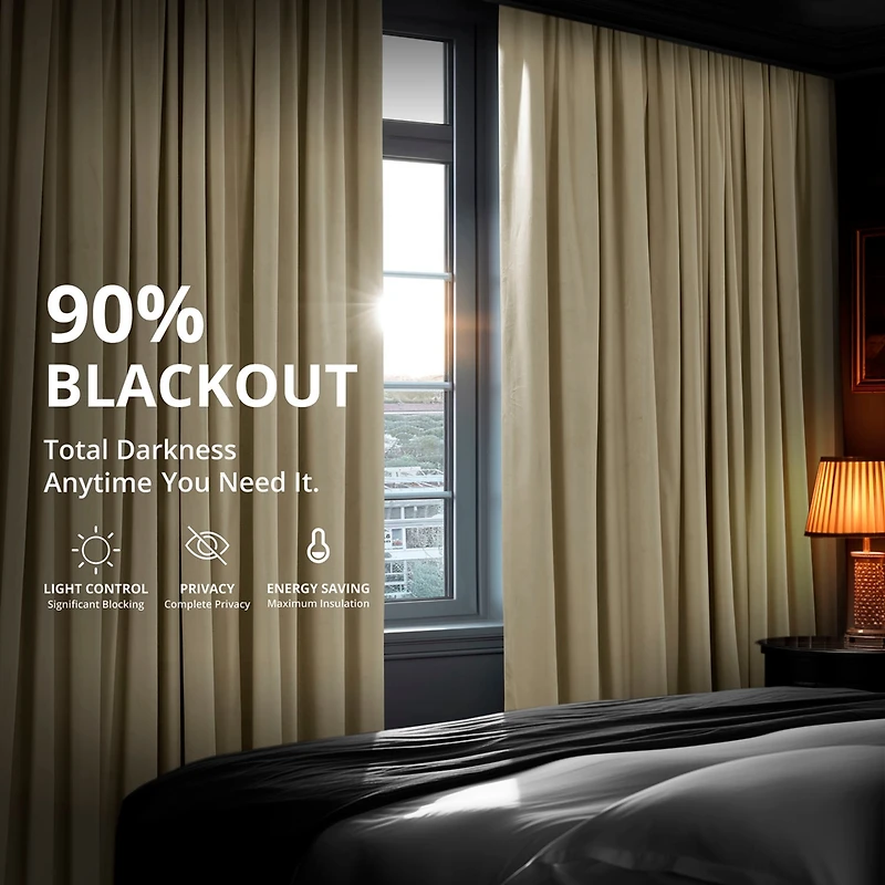 Half Price Drapes Neutral Ground Signature Velvet Blackout Curtain