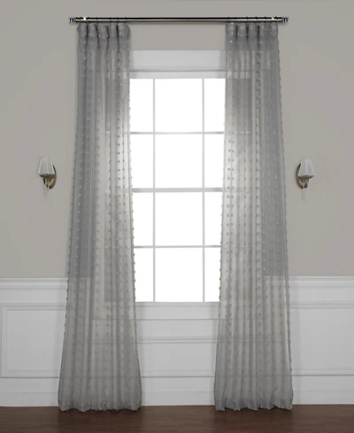Half Price Drapes Geometric Patterned Faux Linen Sheer Curtain