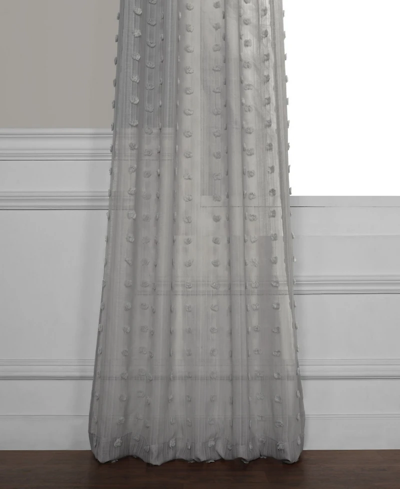 Half Price Drapes Geometric Patterned Faux Linen Sheer Curtain