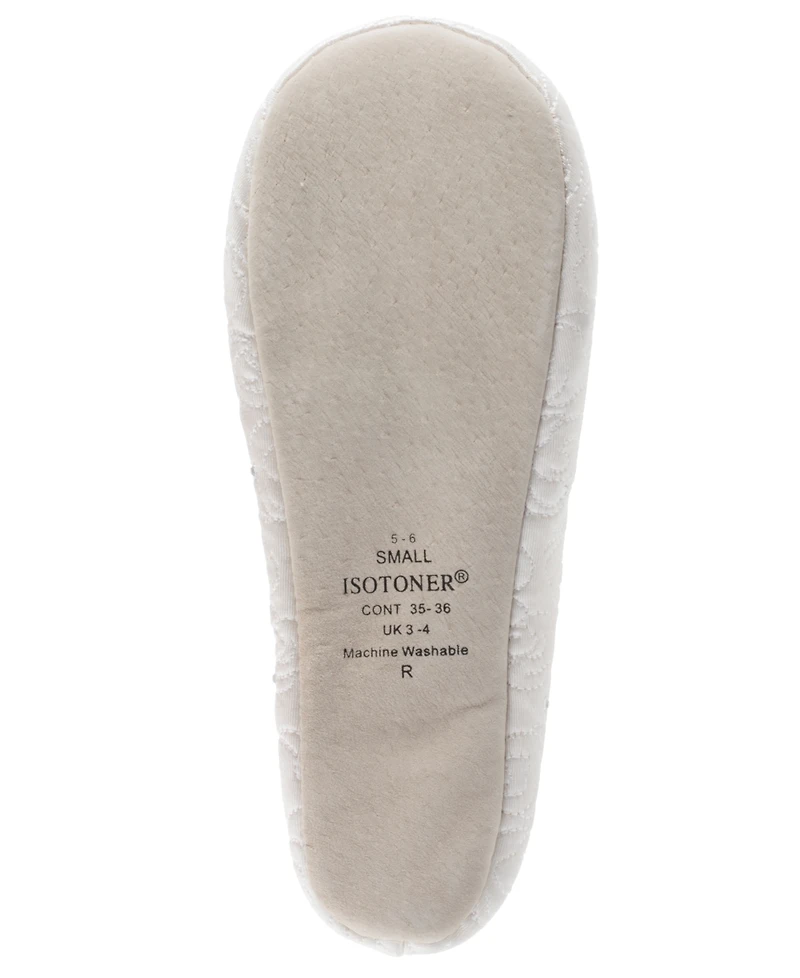 Isotoner Women's Satin with Rhinestones Ballerina Slipper, Online Only