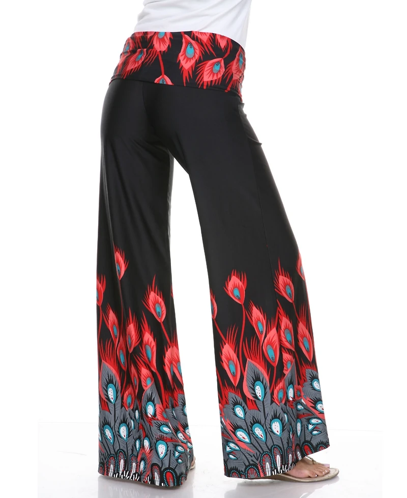 White Mark Peacock Printed Palazzo Pants