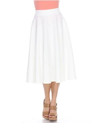 White Mark Flared Midi Skirt with Pockets