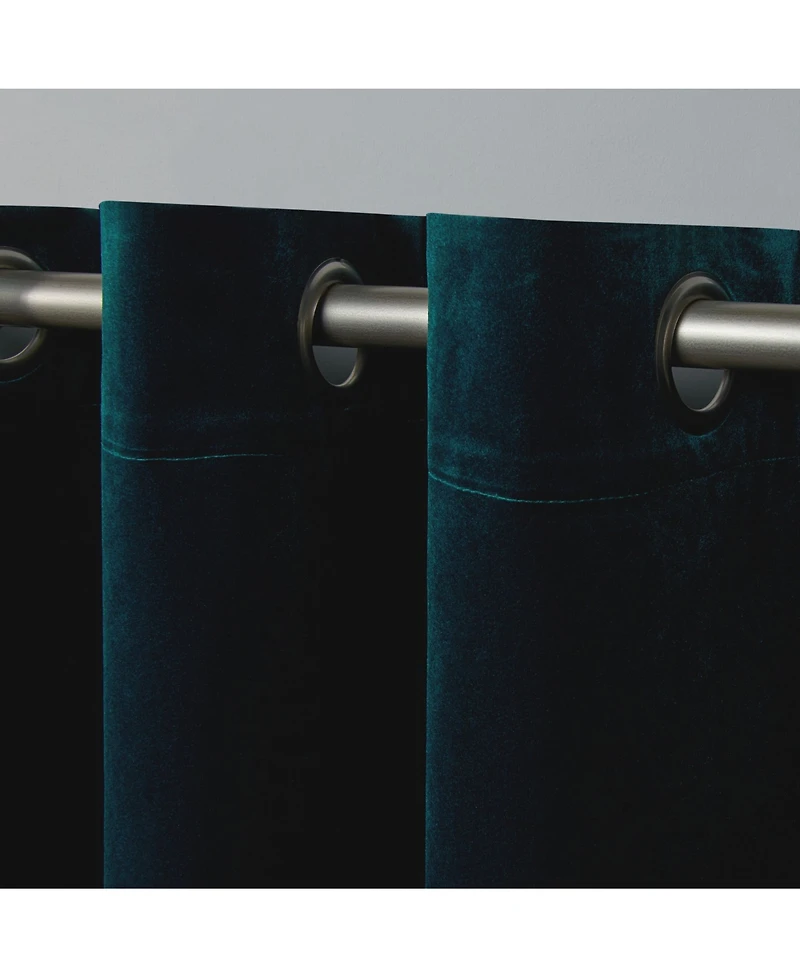 Exclusive Home Velvet Heavyweight Grommet Top Curtain Panel Pair, 54" x 63"