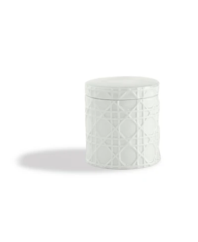 Cassadecor Embossed Wicker Design Porcelain Cotton Jar