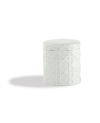 Cassadecor Embossed Wicker Design Porcelain Cotton Jar