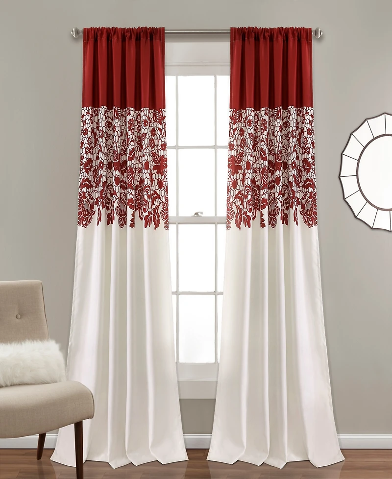 Estate Garden Lace Print 52" x 84" Curtain Set