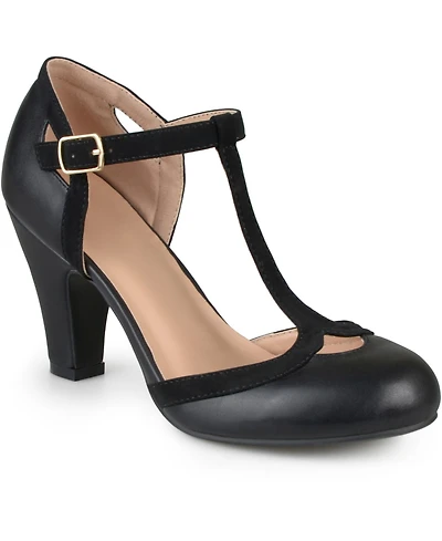 Journee Collection Women's Olina T Strap Round Toe Pumps
