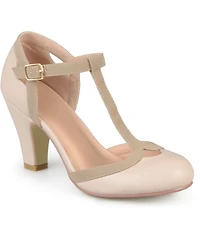 Journee Collection Women's Olina T Strap Round Toe Pumps