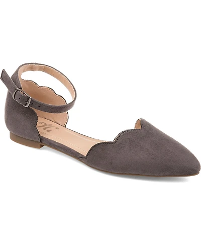 Journee Collection Women's Lana Scalloped Edge Ankle Strap Flats