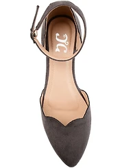 Journee Collection Women's Lana Scalloped Edge Ankle Strap Flats